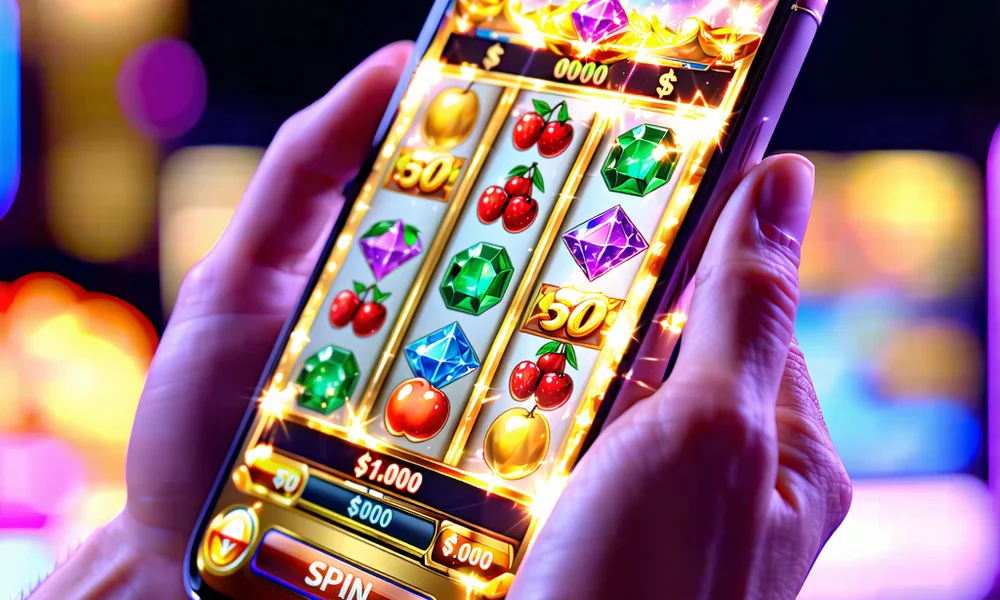 Người chơi trải nghiệm trò chơi slot trên ứng dụng di động NH88