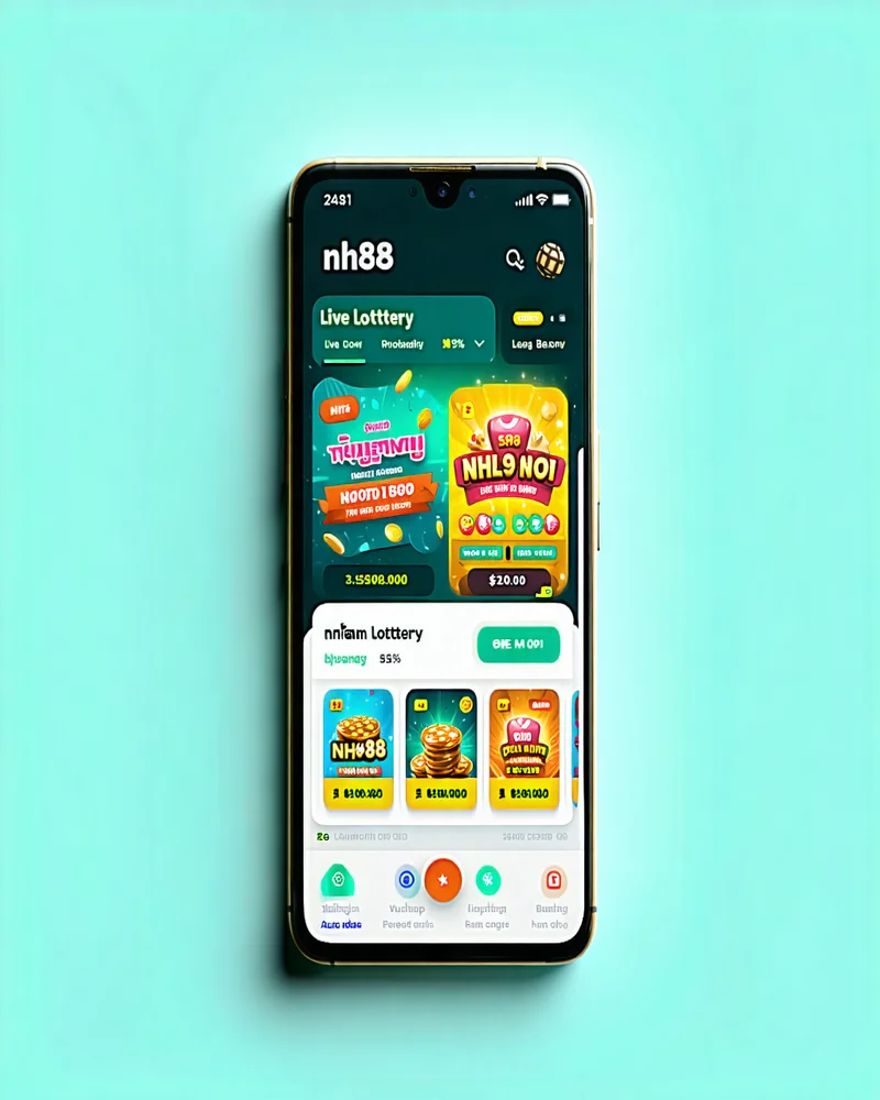 Giao diện ứng dụng NH88 trên điện thoại di động hiển thị các trò xổ số