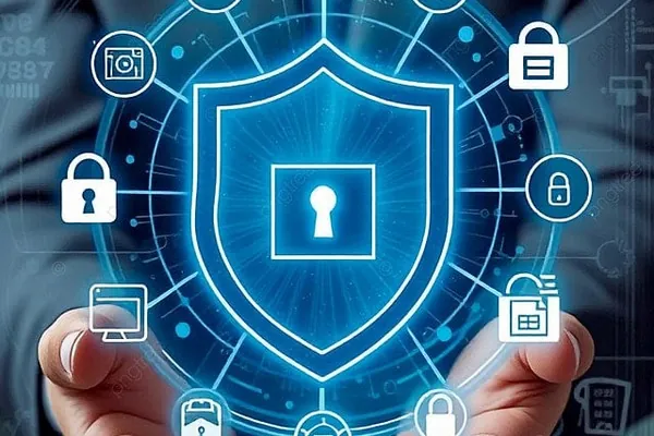 Hình ảnh minh họa bảo mật giao dịch tài chính với các biểu tượng thẻ tín dụng, tiền tệ và khóa an toàn, thể hiện sự an toàn khi nạp rút tiền trên NH88.