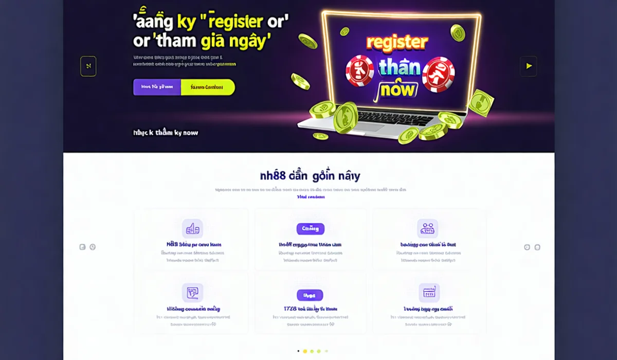 Ảnh chụp màn hình trang chủ NH88, làm nổi bật nút 'Đăng ký' để bắt đầu quá trình tạo tài khoản mới