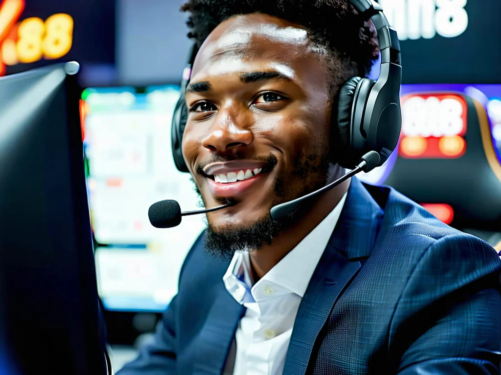 Hình ảnh tượng trưng cho sự hỗ trợ của NH88 về cá cược có trách nhiệm, với nhân viên tư vấn.